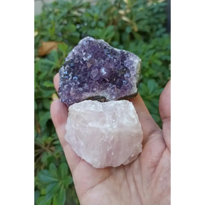 Ametist ve Pembe Kuvars Doğal Parça PA31