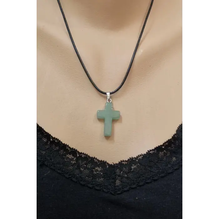 Aventurin Taşı Haç Kolye 104-5