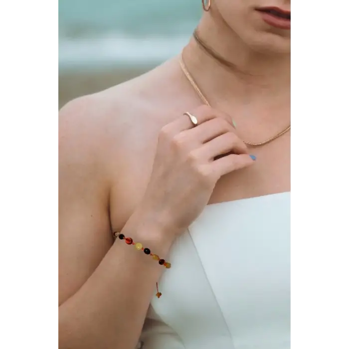 Baltık Kehribarı Bileklik, Makrome Ayarlı 669-2