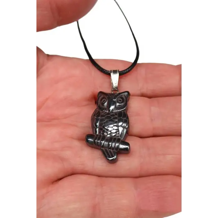 Baykuş Figürü Hematit Kolye 127-1
