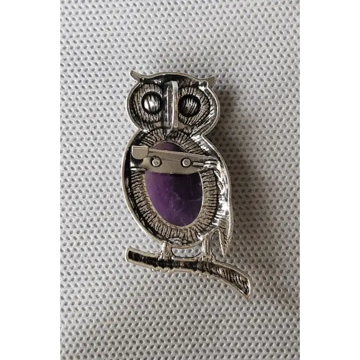 Baykuş Motifi Ametist Broş BR10-8