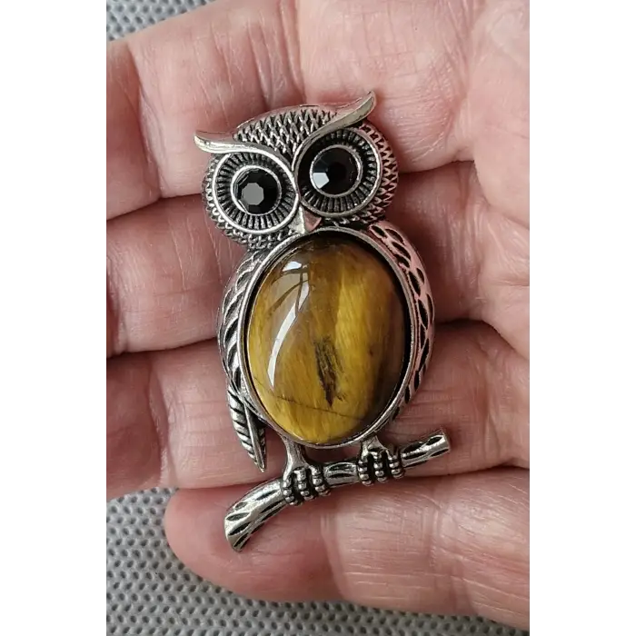 Baykuş Motifi Kaplangözü Broş BR10-7