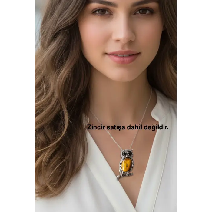 Baykuş Motifi Kaplangözü Broş - Kolye BR10-7