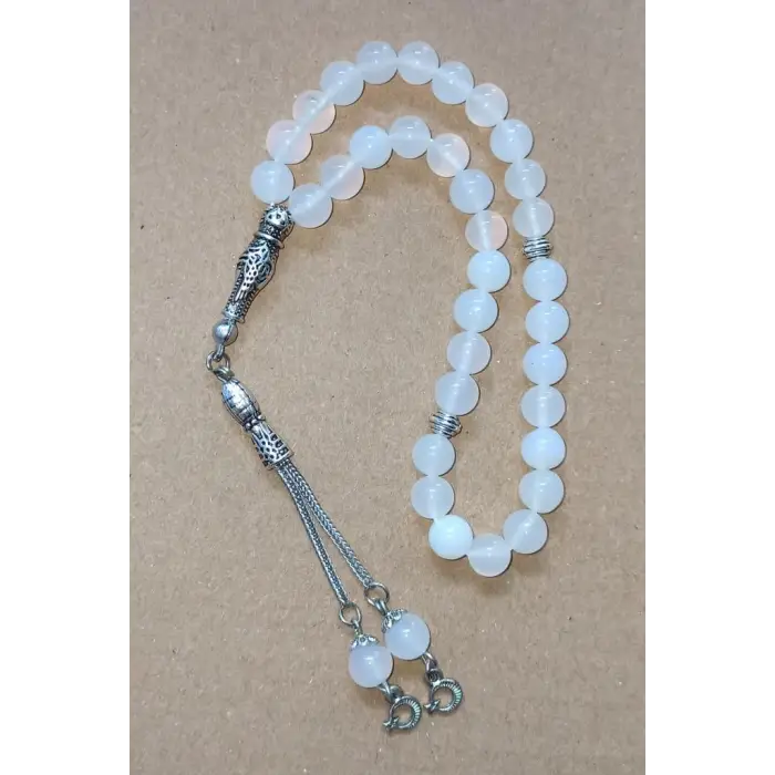 Beyaz Akik Tesbih - 8 mm. 508