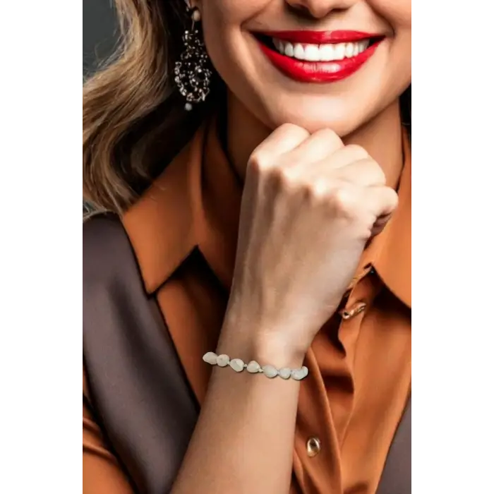 Beyaz Mercan Bileklik Makrome Ayarlı 671-5