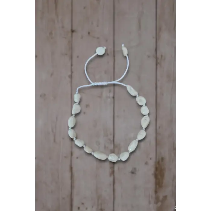 Beyaz Mercan Bileklik Makrome Ayarlı 671-5