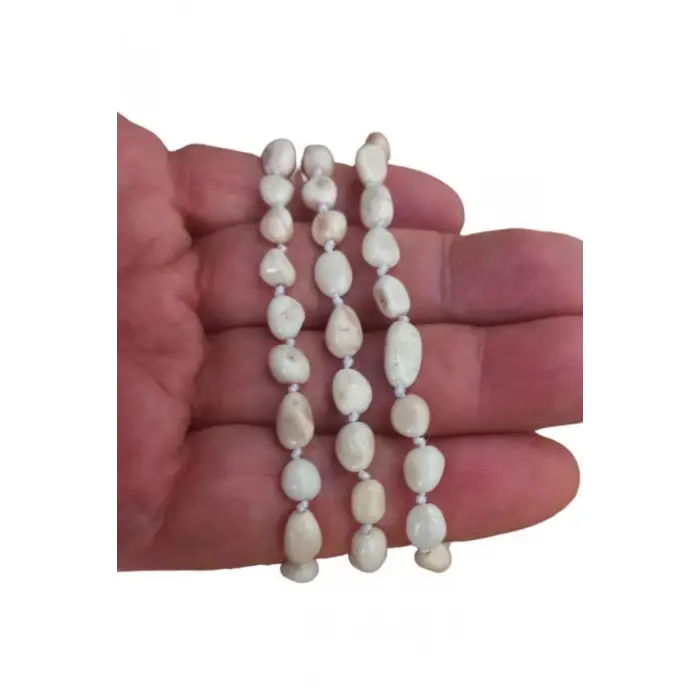 Beyaz Mercan Bileklik Makrome Ayarlı 671-5