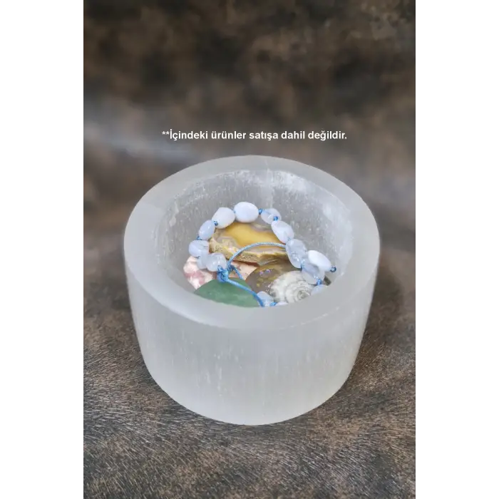 Beyaz Selenit Kapaklı Enerji Kutusu 58SK