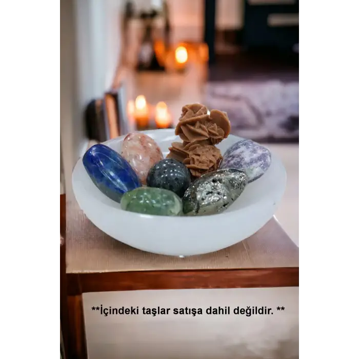 Beyaz Selenit Kase Enerji Çanağı 46Y