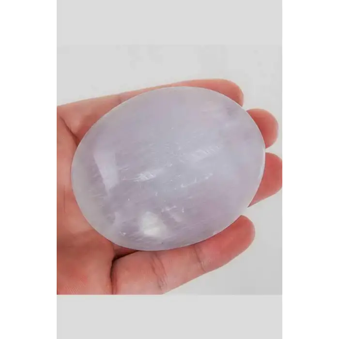 Beyaz Selenit Masaj Terapi Taşı - Oval