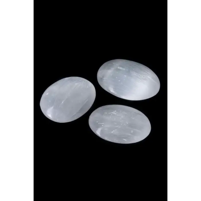 Beyaz Selenit Masaj Terapi Taşı - Oval