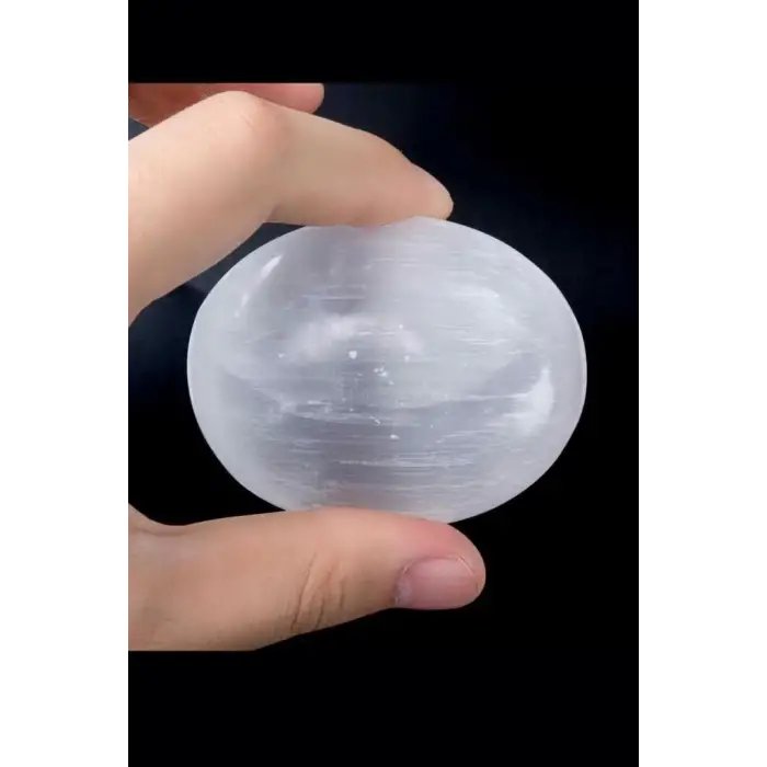 Beyaz Selenit Masaj Terapi Taşı - Oval
