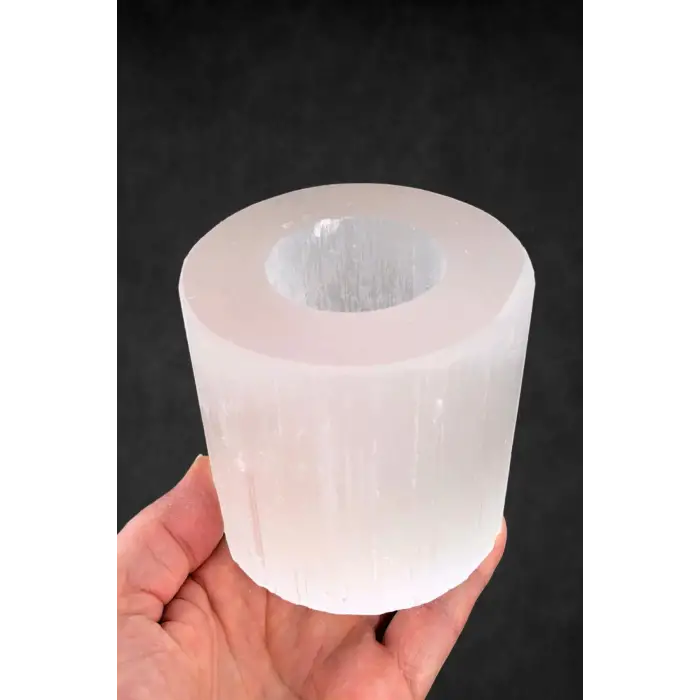 Beyaz Selenit Mumluk 8 Cm Tealight Mumluk