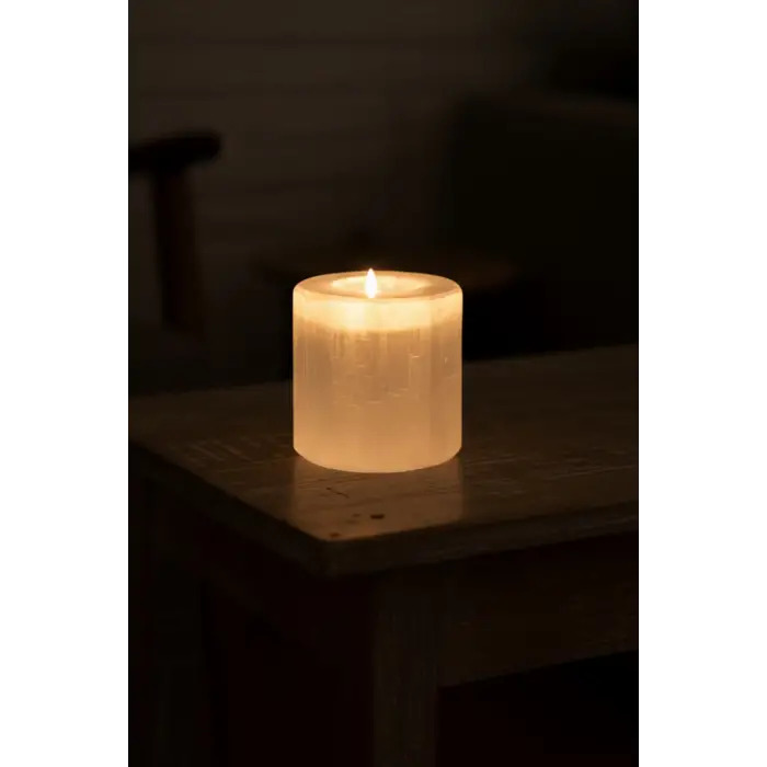 Beyaz Selenit Mumluk 8 Cm Tealight Mumluk