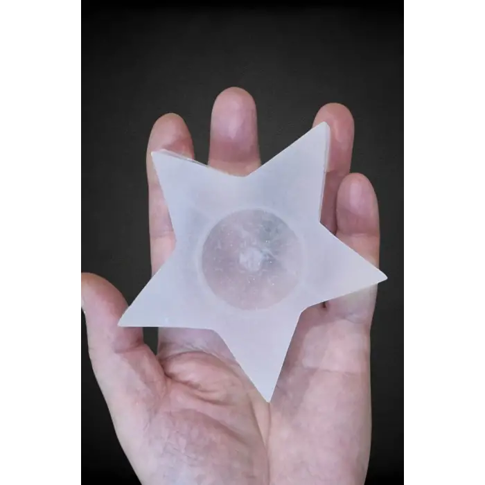 Beyaz Selenit Yıldız Mumluk 58Y