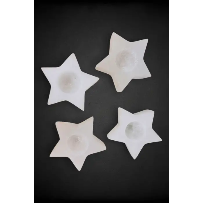Beyaz Selenit Yıldız Mumluk 58Y