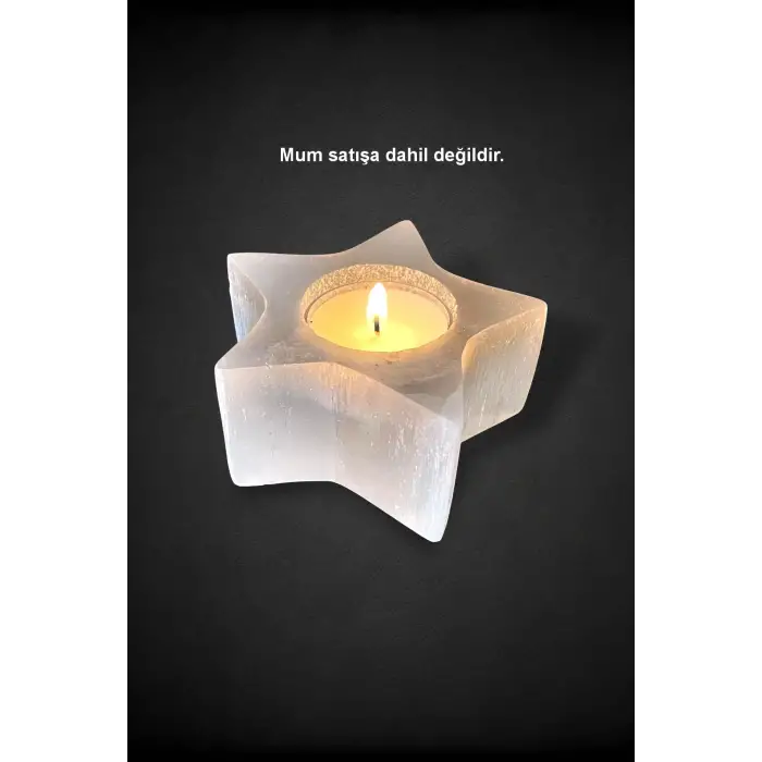 Beyaz Selenit Yıldız Mumluk 58Y