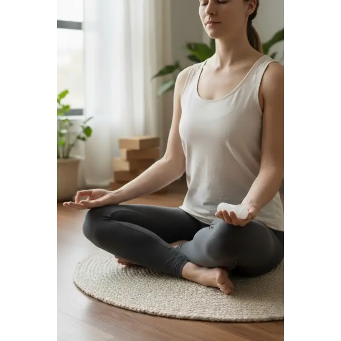Beyaz Selenit Yoga Meditasyon Reiki Uyumlama Silindiri 8 Cm