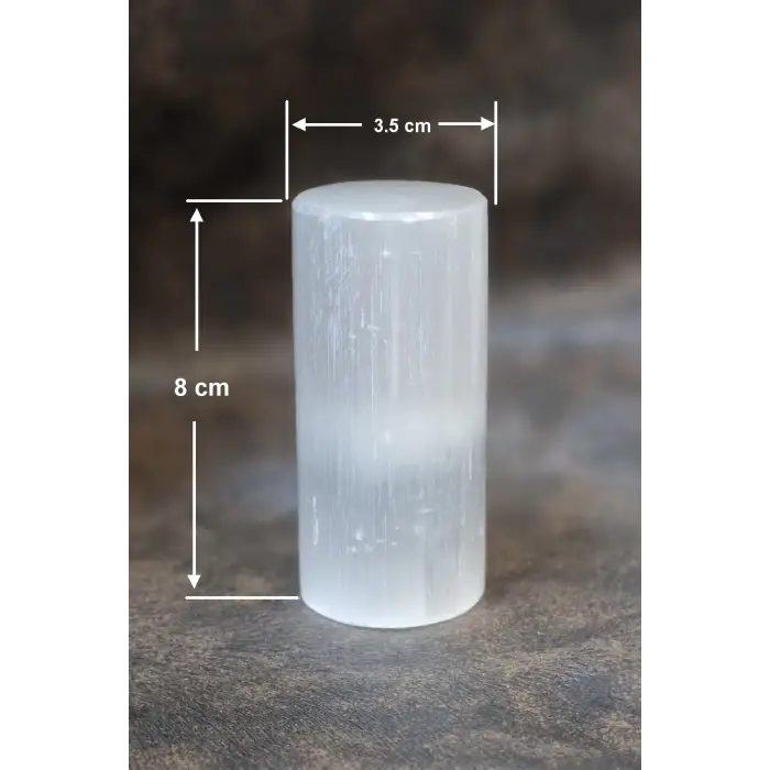 Beyaz Selenit Yoga Meditasyon Reiki Uyumlama Silindiri 8 Cm