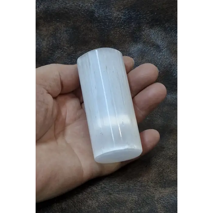 Beyaz Selenit Yoga Meditasyon Reiki Uyumlama Silindiri 8 Cm