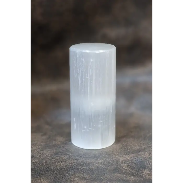 Beyaz Selenit Yoga Meditasyon Reiki Uyumlama Silindiri 8 Cm