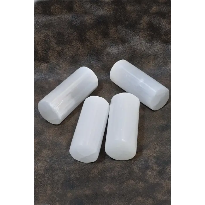 Beyaz Selenit Yoga Meditasyon Reiki Uyumlama Silindiri 8 Cm