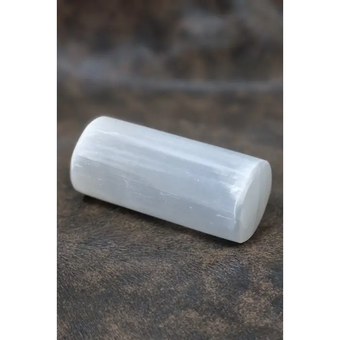 Beyaz Selenit Yoga Meditasyon Reiki Uyumlama Silindiri 8 Cm