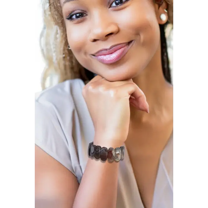 Birinci Kalite, Botswana Akik Bileklik, Büyük Boy 557-1