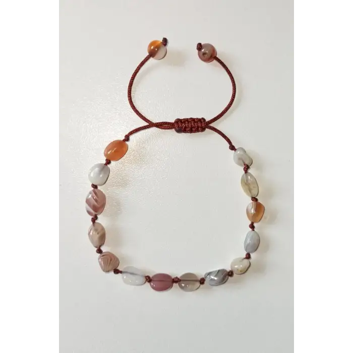 Botswana Akik Bileklik Makrome Ayarlı 470-2