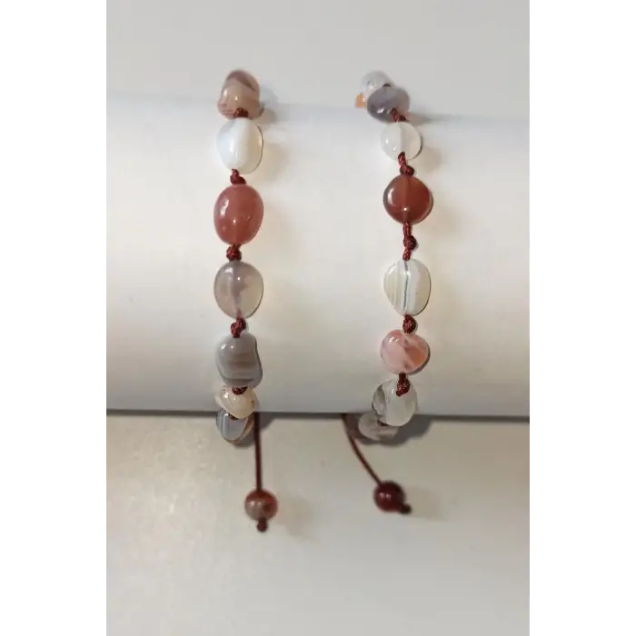 Botswana Akik Bileklik Makrome Ayarlı 470-2