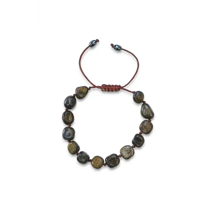 Bronzit Taşı Bileklik, Makrome Ayarlı 306-4