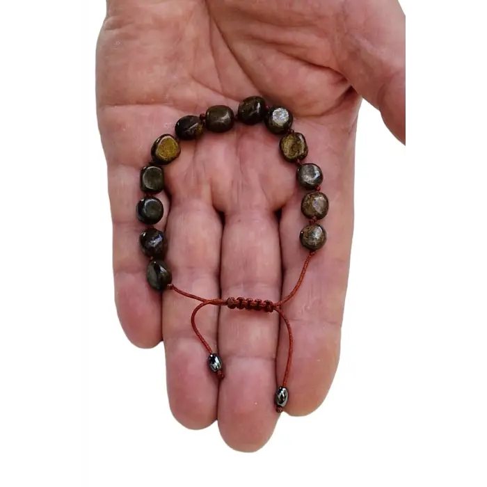 Bronzit Taşı Bileklik, Makrome Ayarlı 306-4