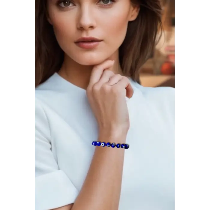 Cam Nazar Boncuğu Bileklik Makrome Ayarlı 336-3