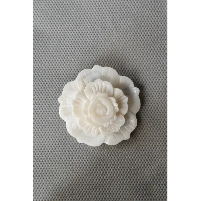 Çiçek Motifi Beyaz Sedef Broş BR10-6