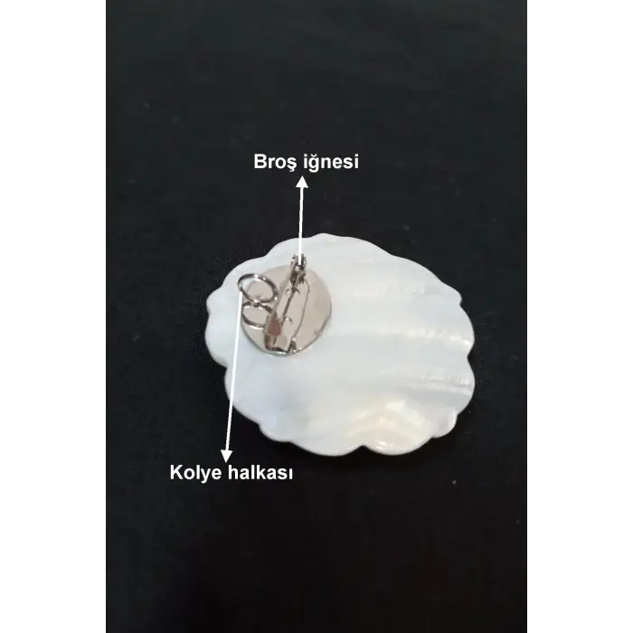Çiçek Motifi Beyaz Sedef Broş BR10-6
