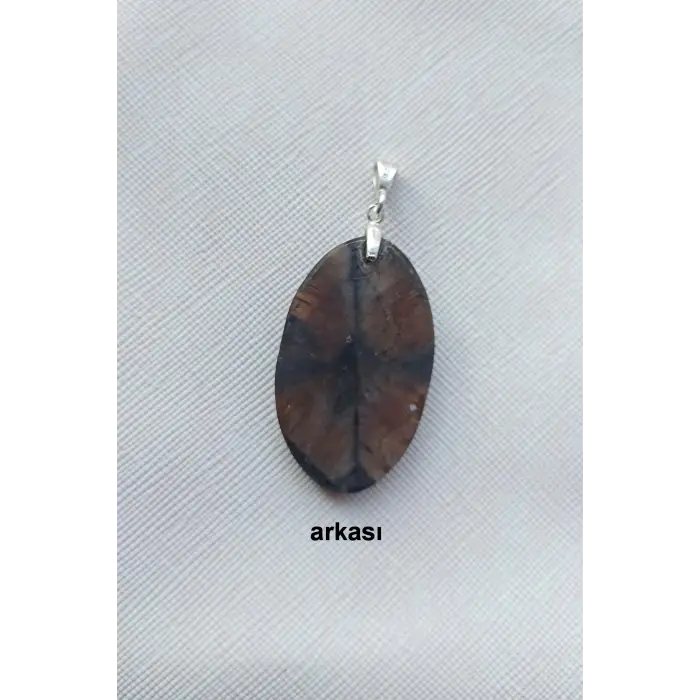 Çiyastolit (Chiastolite) Haç Taşı Kolye Ucu Gümüş Malzemeli C1-510