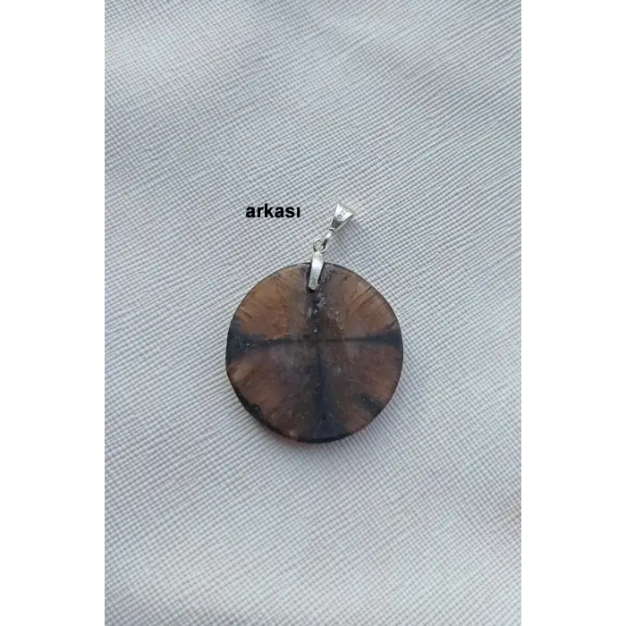 Çiyastolit (Chiastolite) Haç Taşı Kolye Ucu Gümüş Malzemeli C2-510