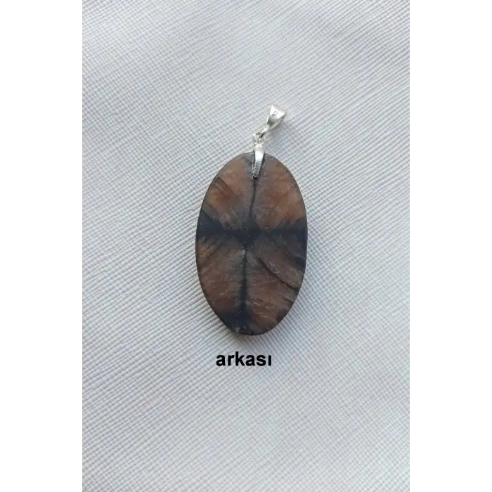 Çiyastolit (Chiastolite) Haç Taşı Kolye Ucu Gümüş Malzemeli C3-510