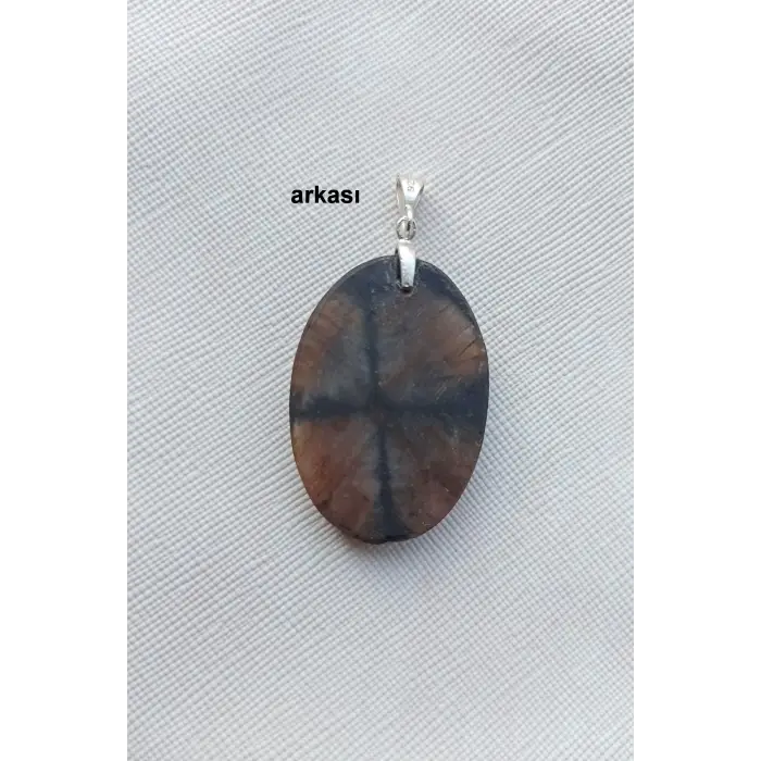 Çiyastolit (Chiastolite) Haç Taşı Kolye Ucu Gümüş Malzemeli C6-510