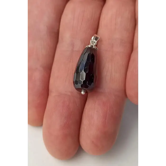 Damla Kesim Gümüş Malzemeli Oniks Kolye Ucu 444-1