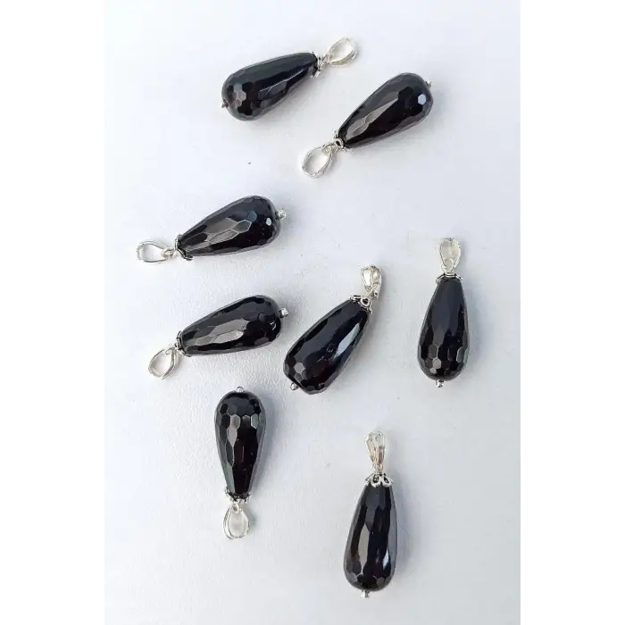 Damla Kesim Gümüş Malzemeli Oniks Kolye Ucu 444-1