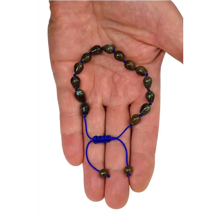 Damla Kesim Labradorit Bileklik Makrome Ayarlı 651-2