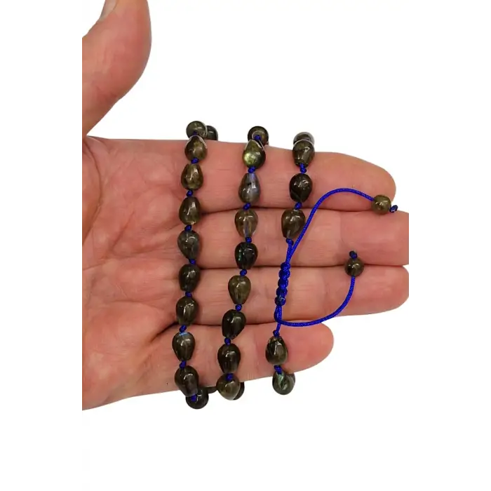 Damla Kesim Labradorit Bileklik Makrome Ayarlı 651-2