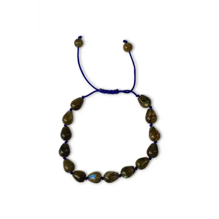 Damla Kesim Labradorit Bileklik Makrome Ayarlı 651-2