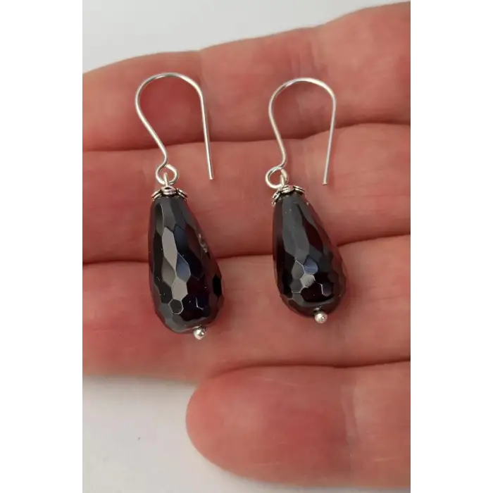 Damla Kesim Oniks Küpe Gümüş Malzemeli 466-1