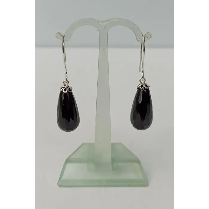 Damla Kesim Oniks Küpe Gümüş Malzemeli 466-1