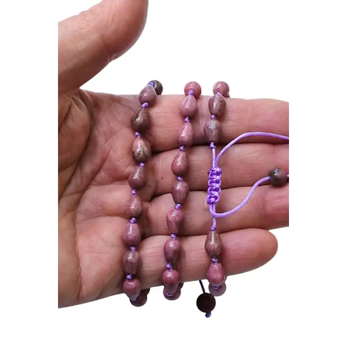 Damla Kesim Rodonit Bileklik Makrome Ayarlı 414-5