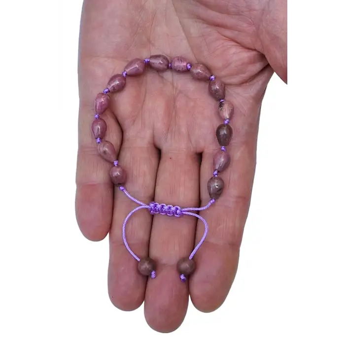 Damla Kesim Rodonit Bileklik Makrome Ayarlı 414-5