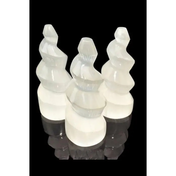 Dekoratif Beyaz Selenit Burgulu Kule