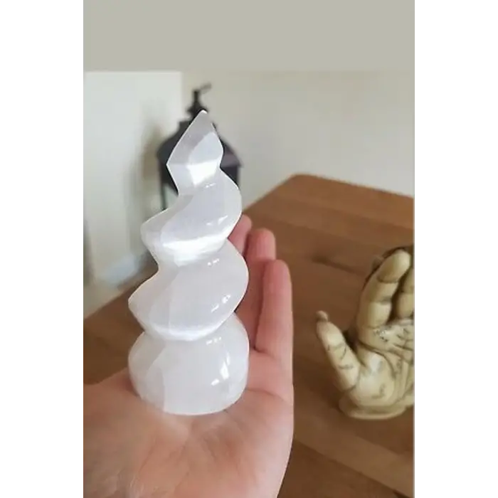 Dekoratif Beyaz Selenit Burgulu Kule
